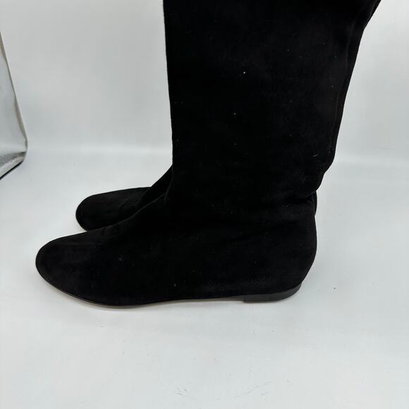 Valentino Garavani Womens Black Suede Over The Knee Flat Riding Boots EU 36.5 - Picture 6 of 15